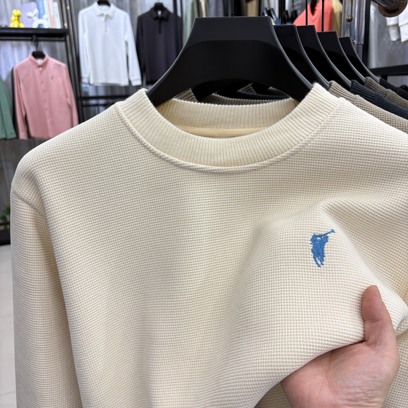 奥莱品牌折扣男士纯色圆领针织衫