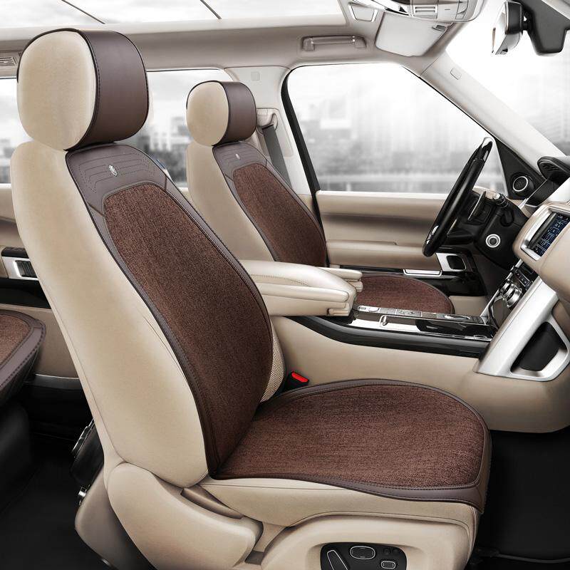 美狮途亚麻汽车坐垫四季通用车载纯色座垫时尚超薄简约奥迪宝马咖