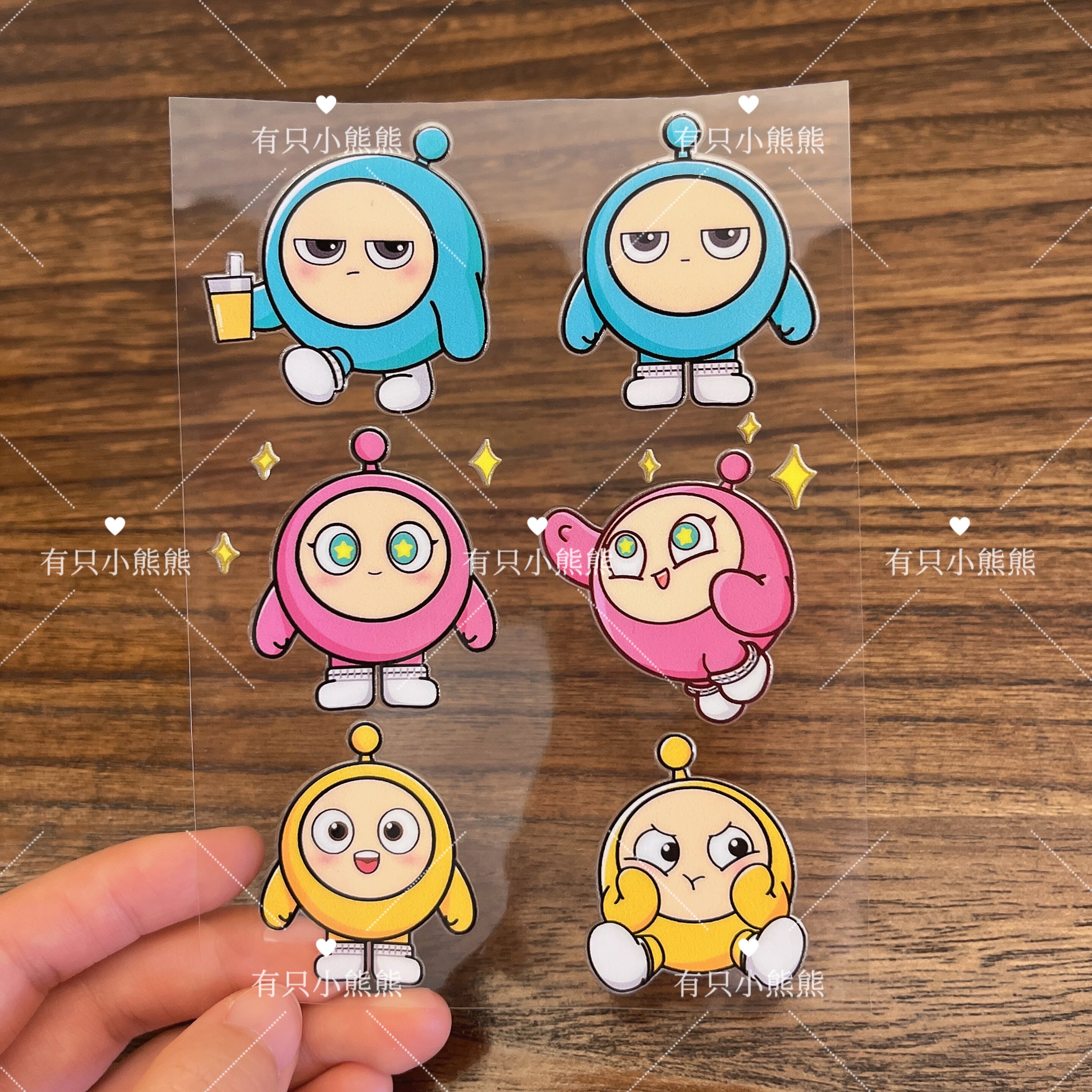 蛋仔派对可爱水晶标转印贴防水