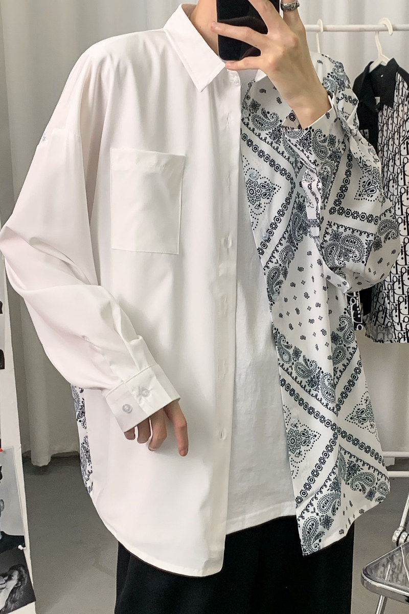 春季2026新款海报景港风大码腰果花拼接男女衬衫M-5XL-CS002-P40,男装衬衫,星座417-1（原电商B245）