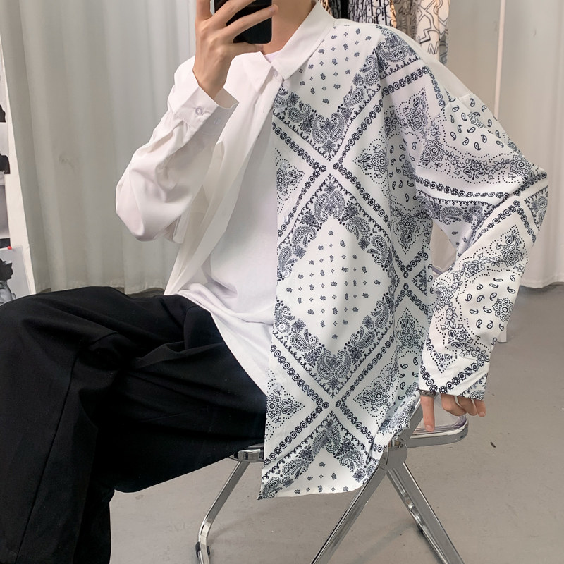 春季2026新款海报景港风大码腰果花拼接男女衬衫M-5XL-CS002-P40,男装衬衫,星座417-1（原电商B245）