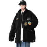 2026冬季新款中性蓝底宽松大码贴标羊羔毛外套M-3XL-MY010-P120，女装短外套，星座417-1（原电商B245）