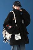 2026冬季新款中性蓝底宽松大码贴标羊羔毛外套M-3XL-MY010-P120，女装短外套，星座417-1（原电商B245）