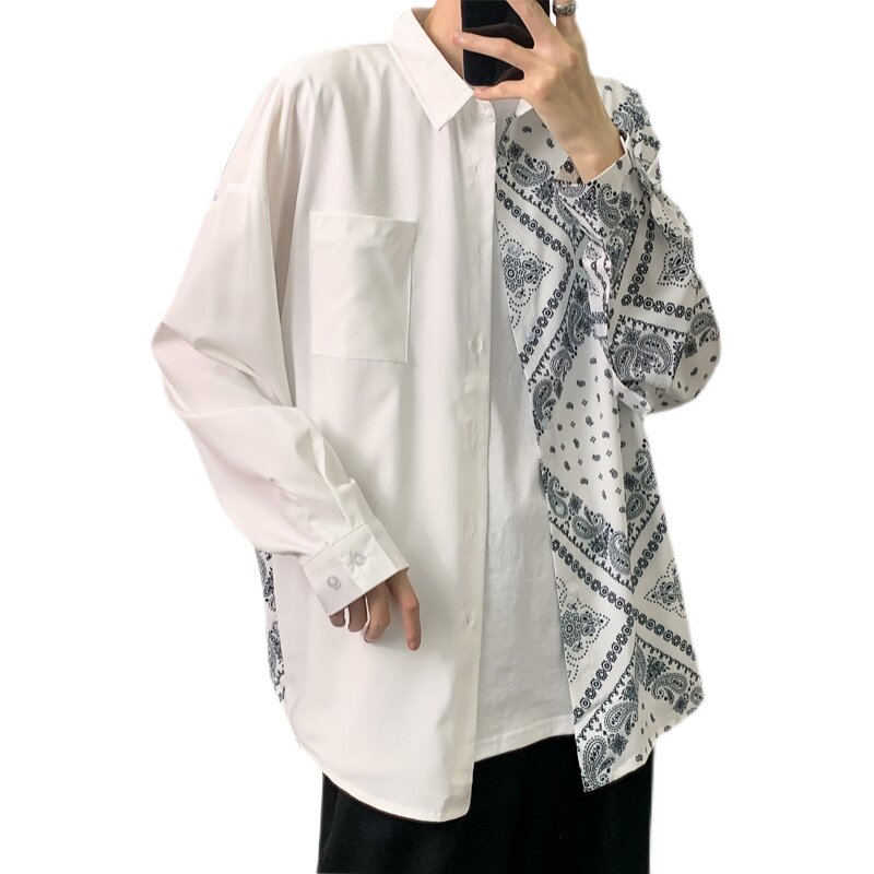 春季2026新款海报景港风大码腰果花拼接男女衬衫M-5XL-CS002-P40,男装衬衫,星座417-1（原电商B245）