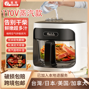 空气炸锅110V蒸汽气炸锅家用新款玻璃内胆多功能微波光波炉台湾用