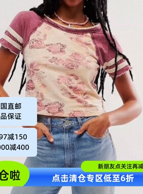 清仓美国free people纯棉你曾来过T恤短袖上衣