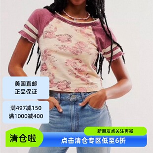 美国free people纯棉你曾来过T恤短袖上衣