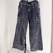 不支持退换 特价 美国直邮真实信仰黑色做旧低腰直筒长裤 断码