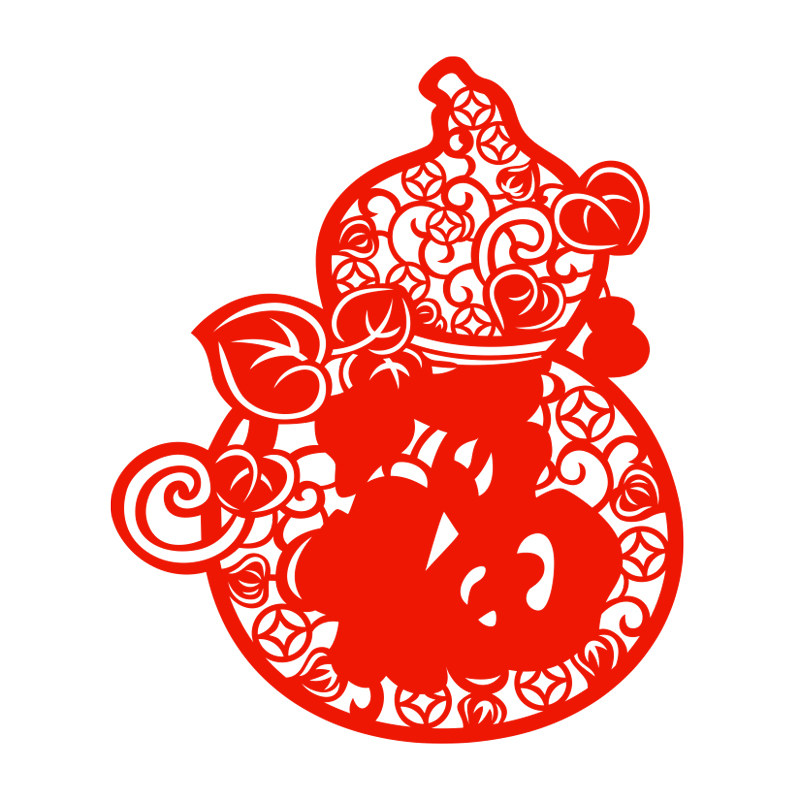 葫芦窗花福字剪纸乔迁静电贴纸贴纸2026马年新年春节玻璃门贴水贴图片