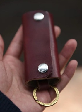 HORWEEN牛皮手工创意真皮男女式汽车多功能腰挂钥匙扣包卡包零钱