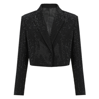 25105春秋时尚新款重工烫钻百搭显瘦网红短款西装长袖外套上衣