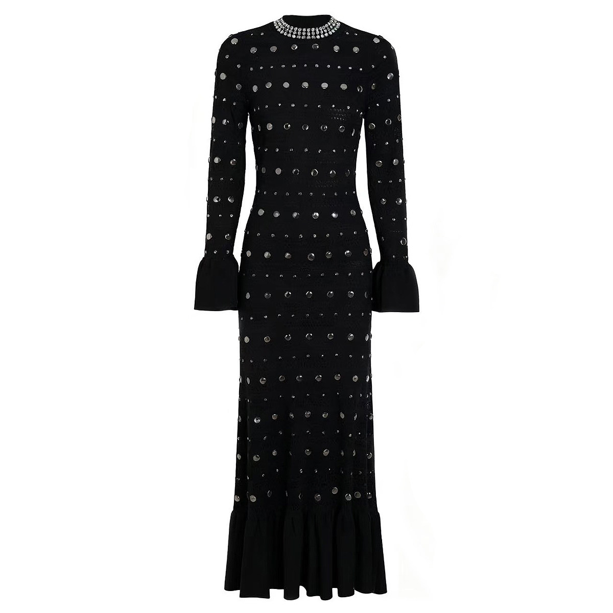 高品质春秋季新款时尚针织圆领修身显瘦烫金属片长袖连衣裙,女装/女士精品,连衣裙,淘宝优惠券,粉丝福利购,淘宝优惠卷