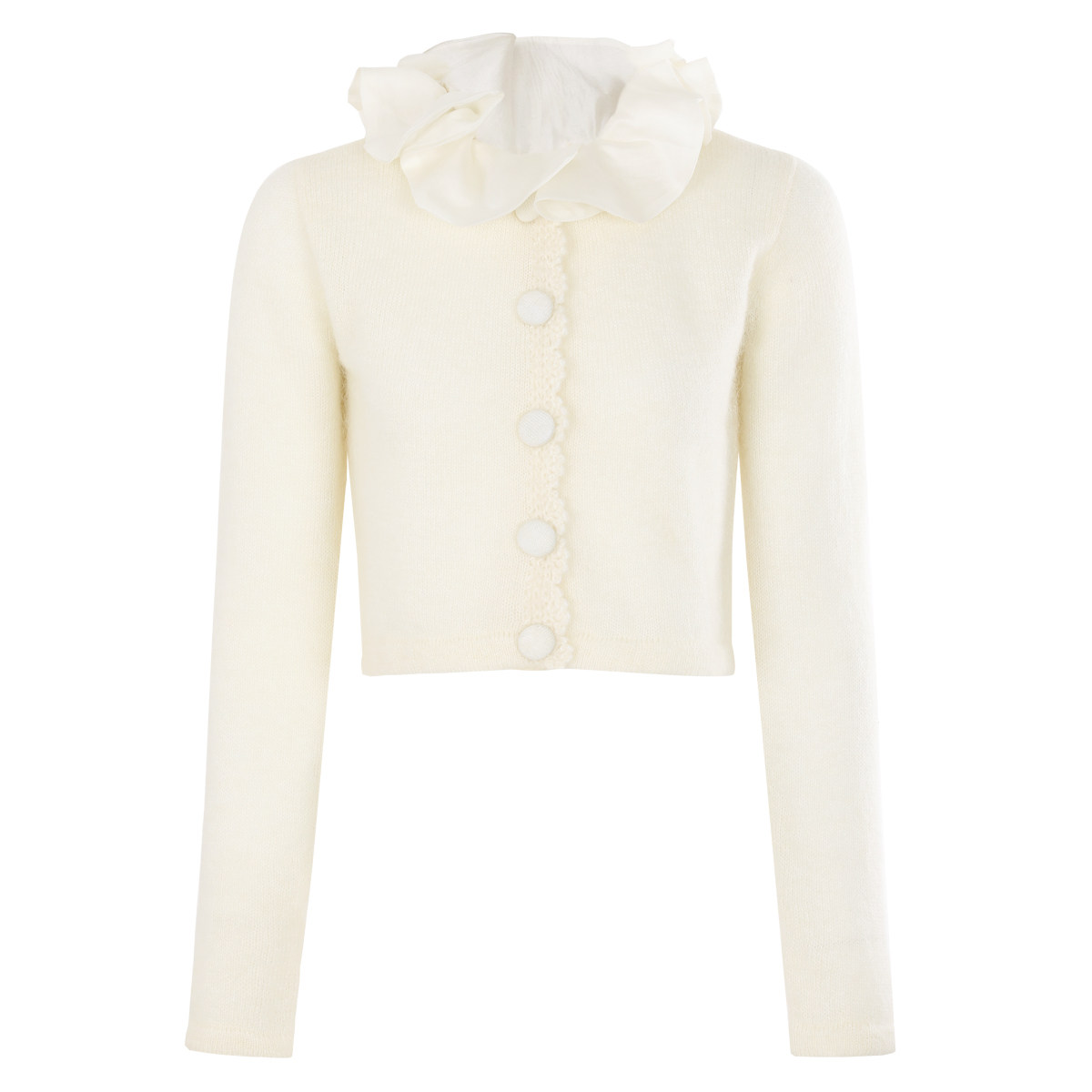 春秋新款高品质长袖短款花朵圆领针织衫荷叶边上衣时尚开衫外套,女装/女士精品,毛针织衫,淘宝优惠券,粉丝福利购,淘宝优惠卷