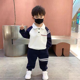 男童春装卫衣套装2026新款帅宝宝男孩洋气polo衫儿童春秋两件套潮