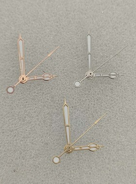 手表配件银边玫边金边白色三针表针绿夜光适合装NH35/36/7S机芯