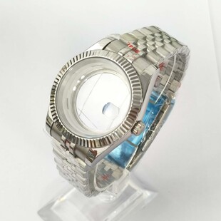 手表配件41mm狗牙圈表壳+带透底蓝宝石镜面放大镜款适装8285机芯