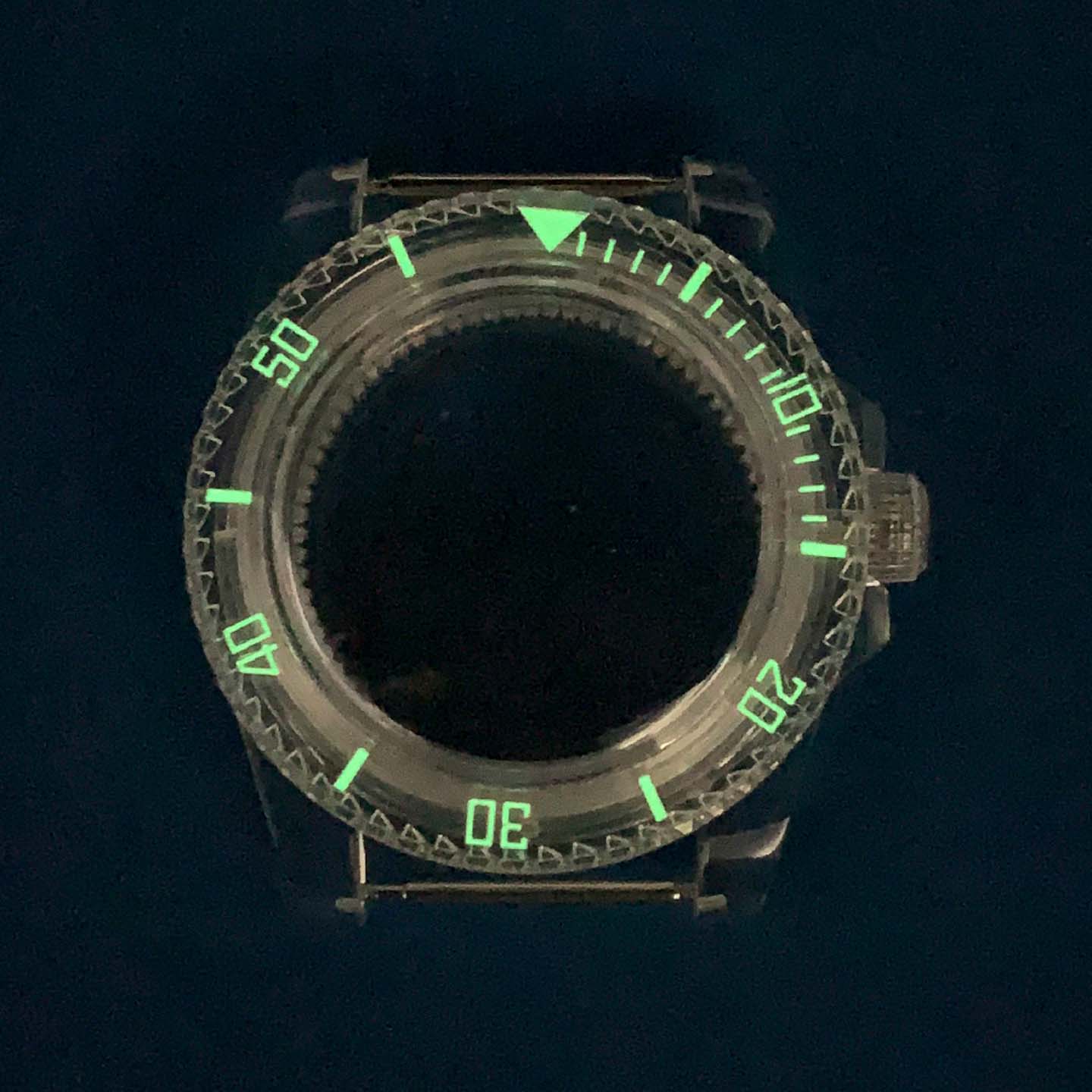 透明胶壳改装表壳 夜光 40mm亚克力表蒙 适合装NH35/36/4R机芯