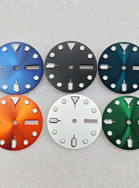 新款橙色改装太阳纹双日历表盘 28.5mm 绿夜光 适合装NH36机芯