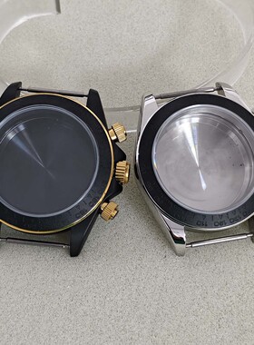 改装表壳配件间砂黑边砂圈不锈钢陶瓷圈口适配VK63三眼石英机芯