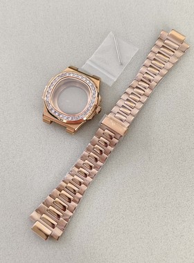 手表配件带砖41mm蓝宝玻璃表壳玫黑钢色适日本NH35/36/4R/7S机芯