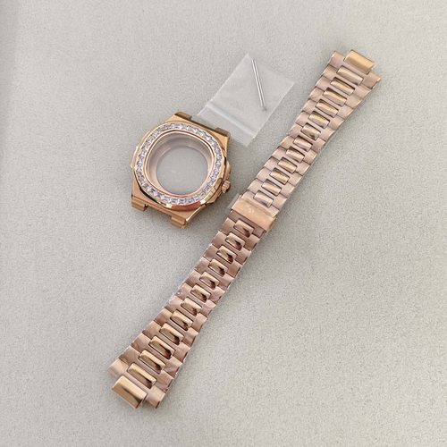 手表配件带砖41mm蓝宝玻璃表壳玫黑钢色适日本NH35/36/4R/7S机芯