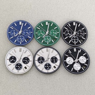 多色改装手表配件 32MM字面+指针 绿夜光 只适合VK63石英机芯