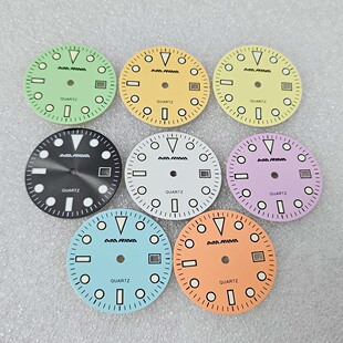 清仓手表配件太阳纹字面28mm多色单日历表盘适合装NH35/NH36机芯