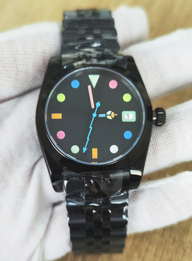 新款男士手表 PVD黑色36MM蚝式恒动五铢带 彩色夜光 搭配NH35机芯