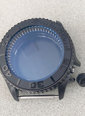 41.5MM精钢3点8把位黑内影PVD黑色表壳S把的代用SKX适装NH35机芯