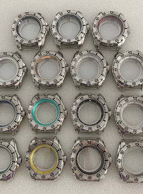 44MM手表配件精钢大表壳内影可转动圈口适合日本NH35/NH36/4R机芯