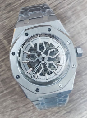无logo男士机械手表41mm镂空表盘不锈钢表壳 搭配全新NH70机芯