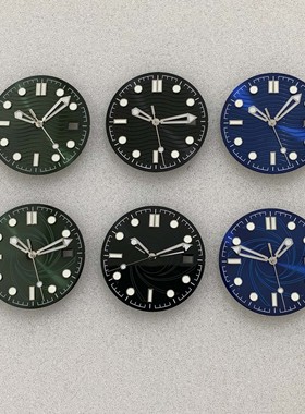 手表配件31mm代用欧米茄表盘适合日本NH35机芯绿色夜光