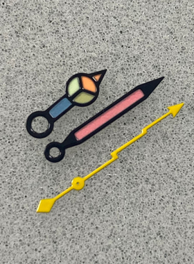 改装手表表针三针黄色闪电秒针彩色+夜光适装NH35/NH36/4R/7S机芯