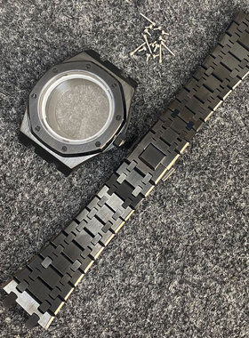 整套 PVD电镀黑色錶殼41mm精钢表带适合裝NH35/36机蓝宝镜面