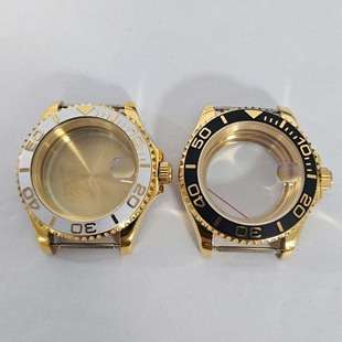 手表配件40mm游艇放大镜蓝宝镜面不锈钢表壳适合nh35 nh36机芯