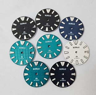 清仓手表配件28mm字面黑蓝白条纹单日历表盘适合装NH35/NH36机芯