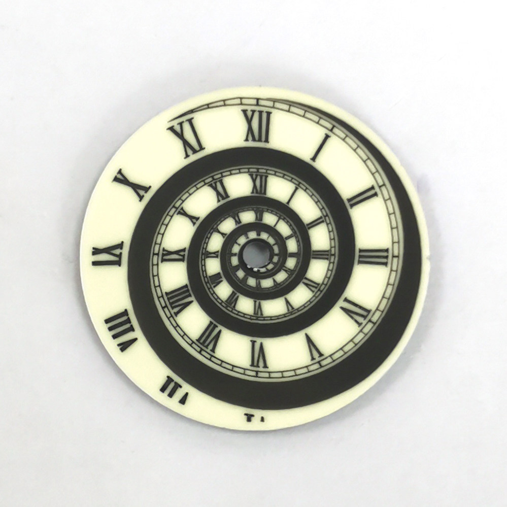 5mm表盘 罗马刻度螺旋盘绿夜光可装nh35/36/4r/7s机芯