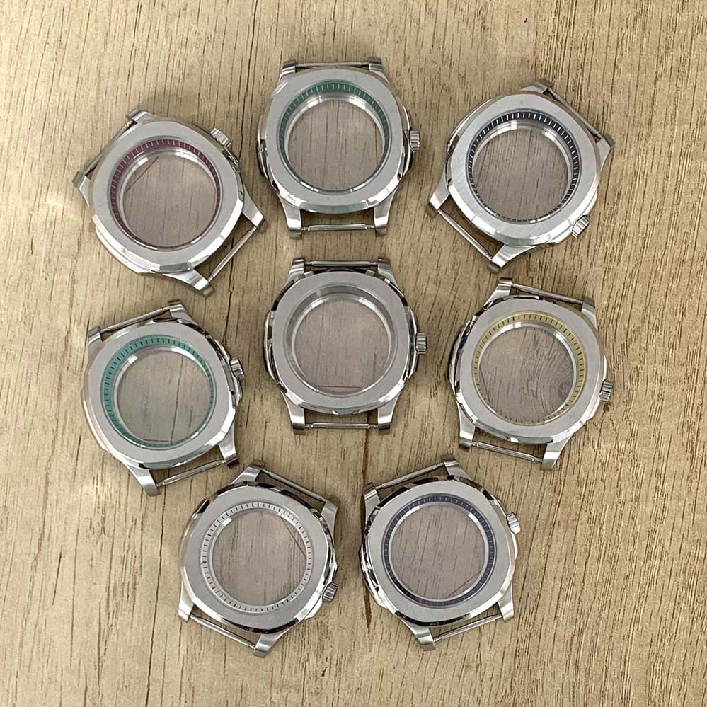 改款40MM鹦鹉螺精钢表壳带内影蓝宝玻璃适合NH35/364R/7S自动机芯