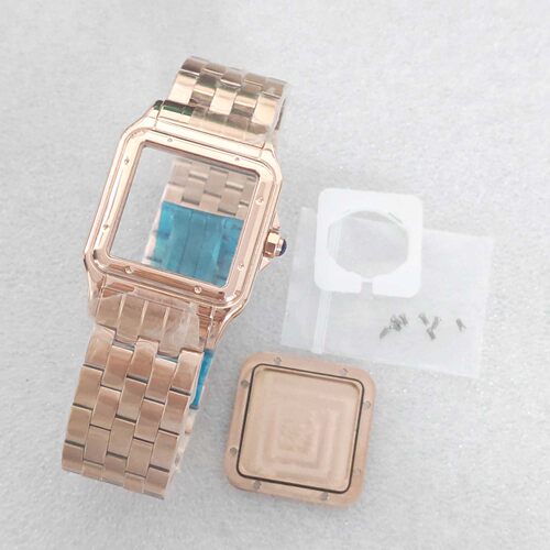 配件 31mm 男士方形玫金色不锈钢表壳配字面表针装石英VJ20机芯