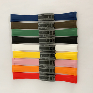 手表配件橡胶无夜光手表带20MM*18MM不锈钢单折叠表扣PVD黑色钢扣