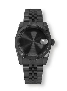 PVD黑色36/39MM蚝式恒动狗牙圈蓝宝玻璃表壳表带密底适装NH35机芯