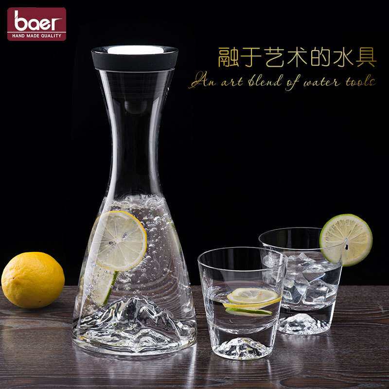 baer冷水壶高颜值加厚耐高温玻璃 柠檬果汁壶家用玻璃水壶北欧风