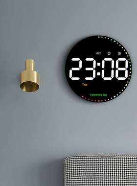 数字电子钟客厅简约大字体挂钟LED时炫彩秒针时钟6635