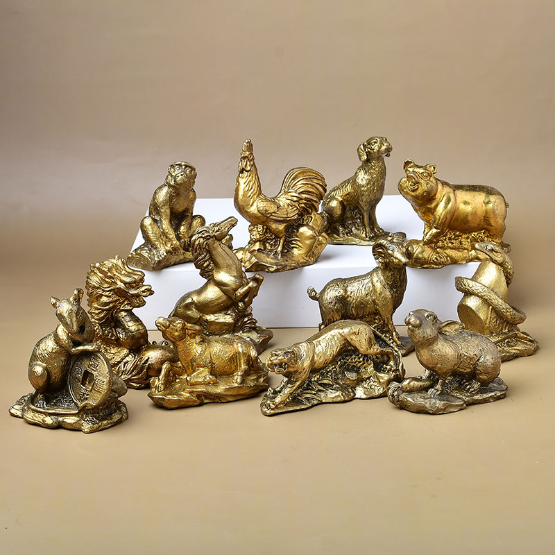 全铜十二生肖摆件吉祥物全套鼠牛虎兔龙蛇马羊猴鸡狗猪祥物发财