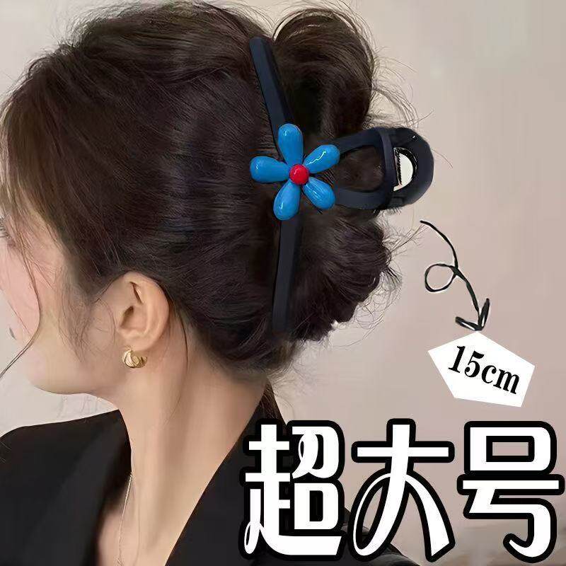 15CM超大蓝色花朵鲨鱼抓夹女大号