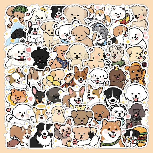 卡通小狗贴纸72张不重复