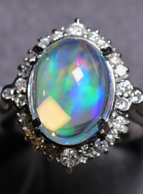 OPAL SORA 欧泊 天然火欧泊戒指4.59克拉墨西哥首饰珠宝铂金黄金