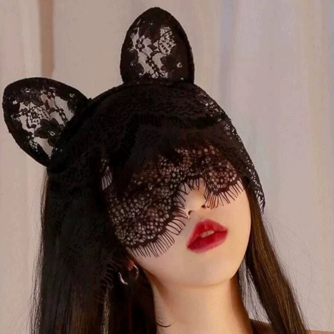 网红发饰遮脸面罩蕾丝头套情趣面具御姐眼罩遮眼面纱性感女神秘感