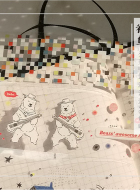 [祈鸟]Bears熊仔pet红棚格Nemosissy马赛克盐系透明和纸胶带分装