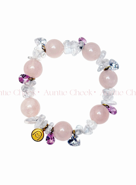 桃雾暖醺原创手工天然粉水晶手链